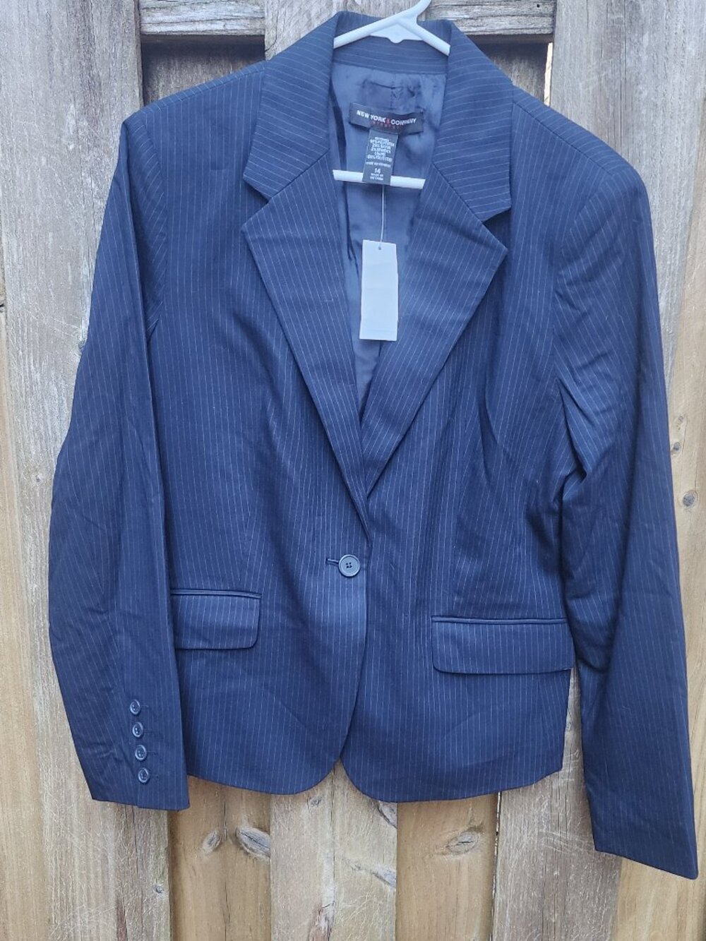 *NWT* New York & CO Suit Jacket women's sz 14 Navy with Gray stripe